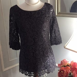 Shoshanna dark gray lace top 4